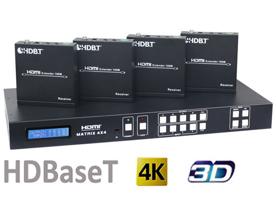 4PcsのHDMI1.4 4X4 HDBaseTのマトリックスのスイッチャ70Mおよび100M HDMI HDBaseTの受信機