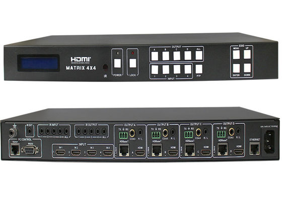 4PcsのHDMI1.4 4X4 HDBaseTのマトリックスのスイッチャ70Mおよび100M HDMI HDBaseTの受信機