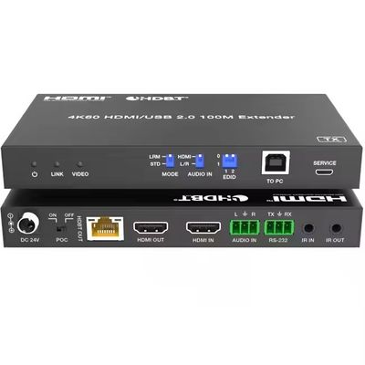 4K USB 2.0 HDBaseT エクステンダー LAN 上でのHDBaseT PoC シングル Cat5e/6a/7 ケーブル,最大 100m
