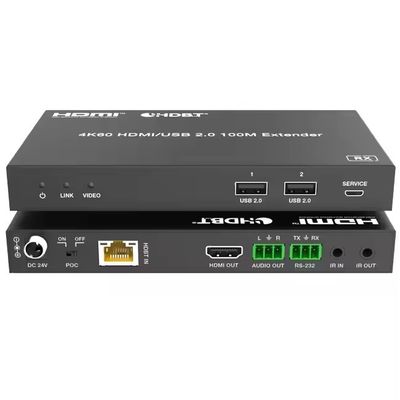4K USB 2.0 HDBaseT エクステンダー LAN 上でのHDBaseT PoC シングル Cat5e/6a/7 ケーブル,最大 100m