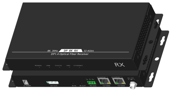 双方向 IR および RS232 を備えたシングルモード ファイバー上の 8K DP1.4 光ファイバー エクステンダー、1.5 km